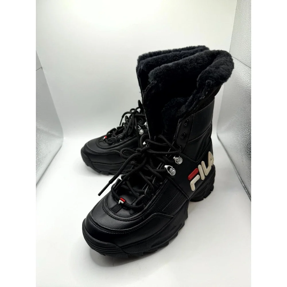 Fila Disruptor 5HM00545-014 Womens 7 Black‎ Leather Shearling Winter Snow Boot
